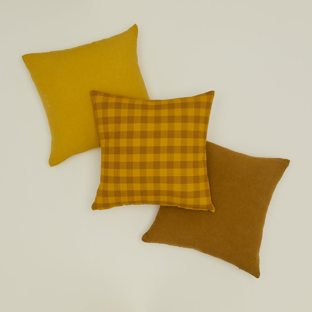 Essential Gingham 18x18 Pillow - Mustard/Bronze