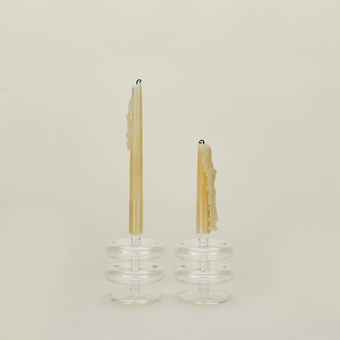 Disk Candle Holder, Set of 2 - Clear